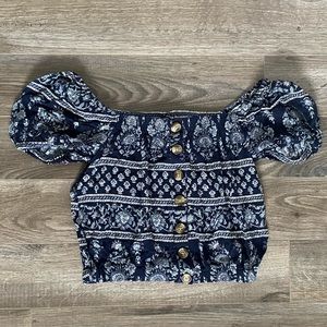 New American Eagle Blue Off The Shoulder Crop Top!